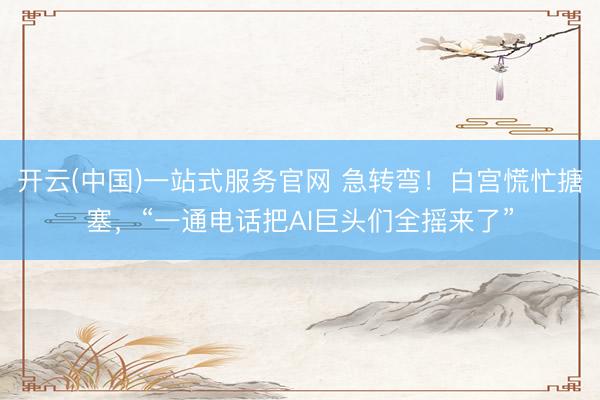开云(中国)一站式服务官网 急转弯！白宫慌忙搪塞，“一通电话把AI巨头们全摇来了”
