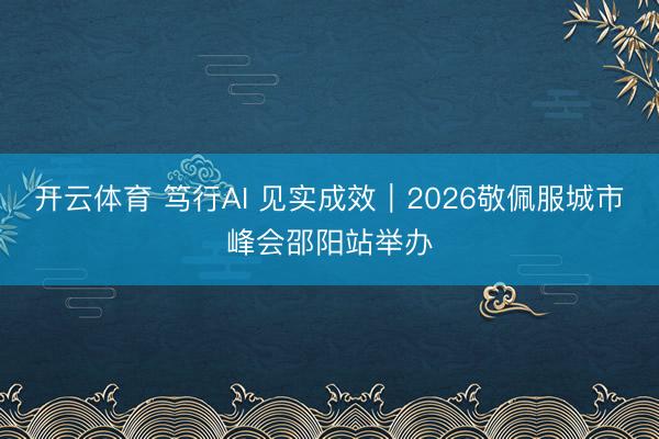 开云体育 笃行AI 见实成效｜2026敬佩服城市峰会邵阳站举办