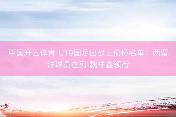 中国开云体育 U19国足出战土伦杯名单：两留洋球员在列 魏祥鑫领衔