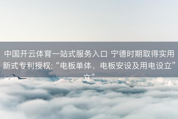 中国开云体育一站式服务入口 宁德时期取得实用新式专利授权: “电板单体、电板安设及用电设立”